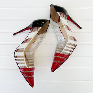 Christian Louboutin Heels Bandy Pumps Red White Black PVC